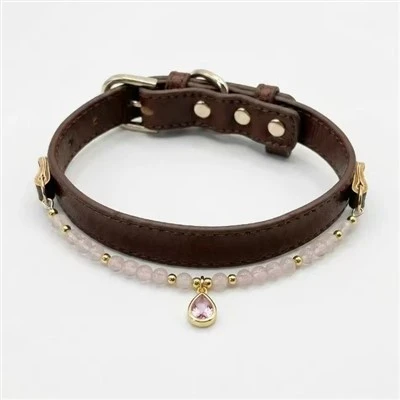 Collar para mascotas de cristal natural y diamantes de imitación de lujo